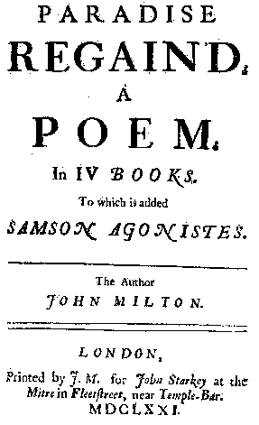 image: title page of first edition of Paradise Regained