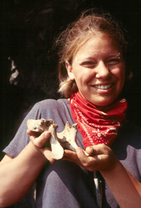Cassie Albush with Camel Vertebra