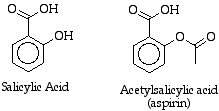 structures of salicylic acid and aspirin
