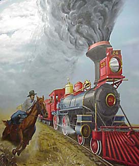 Painting of Trooper and early Locomotive