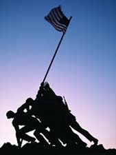 [silouette of Iwo Jima Memorial]