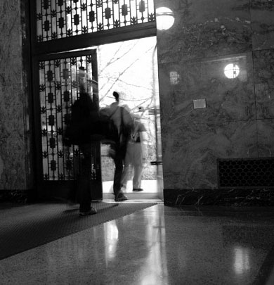 photo: Knight Library Door. Photo by Lesli Larson & Daniel Bissell, Image Services Center, University of Oregon Libraries . copyright Univerity of Oregon, all rights reserved