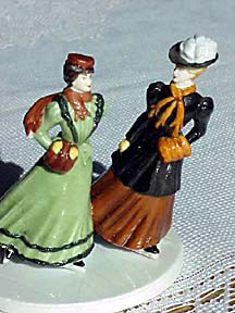 Two Victorian ladies ice skating