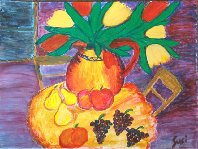 fruits and flowers, paper, 9x12 inches