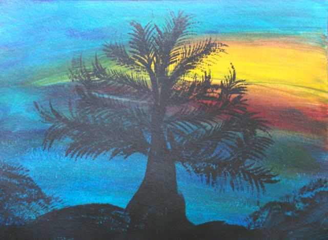 Dunkler Baum, paper 9x12 l