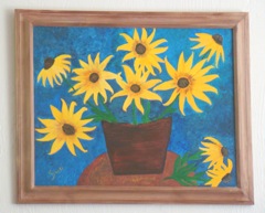 black eyed susan, acrylic on 16x20 canvas