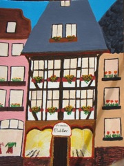 Fachwerkhaus paper, acrylics, 9x12 inches, 30.5x40.5 cm