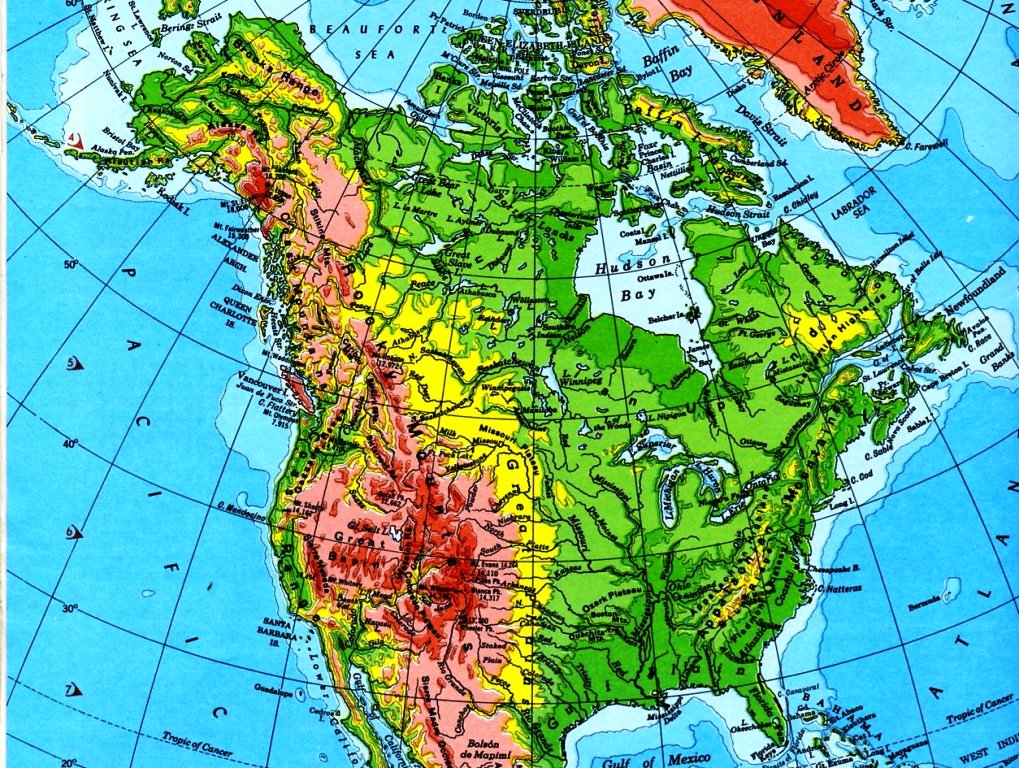 На каком материке находятся великие равнины. Лаврентийская возвышенность на карте Северной Америки. Физ карта Северной Америки. Центральные равнины Северной Америки на карте. Физическая карта Америки Северной и Южной.