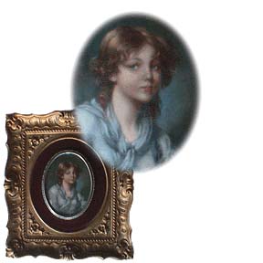 [country lass with blue chemise and loose brown curls]