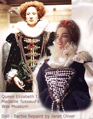 Barbie repainted as Queen Elizabeth