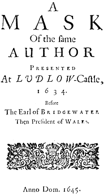 image: title page of <cite>Comus</cite> from Poems both English andLatin, 1645