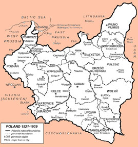 map of Poland 1921-1939
