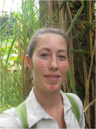 Tiffany Gandolfo, face painted for gardening. Photo: Sugiyama 2008.
